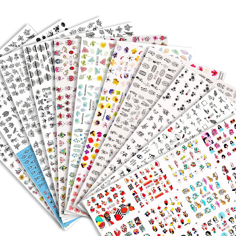 12 Designs Nail Stickers Set Mixed Floral Geometric Nail Art Water Transfer Decals Sliders Flower Leaves Manicures Decoration
12 Designs Nail Stickers Set Mixed Floral Geometric Nail Art Water Transfer Decals Sliders Flower Leaves Manicures Decoration