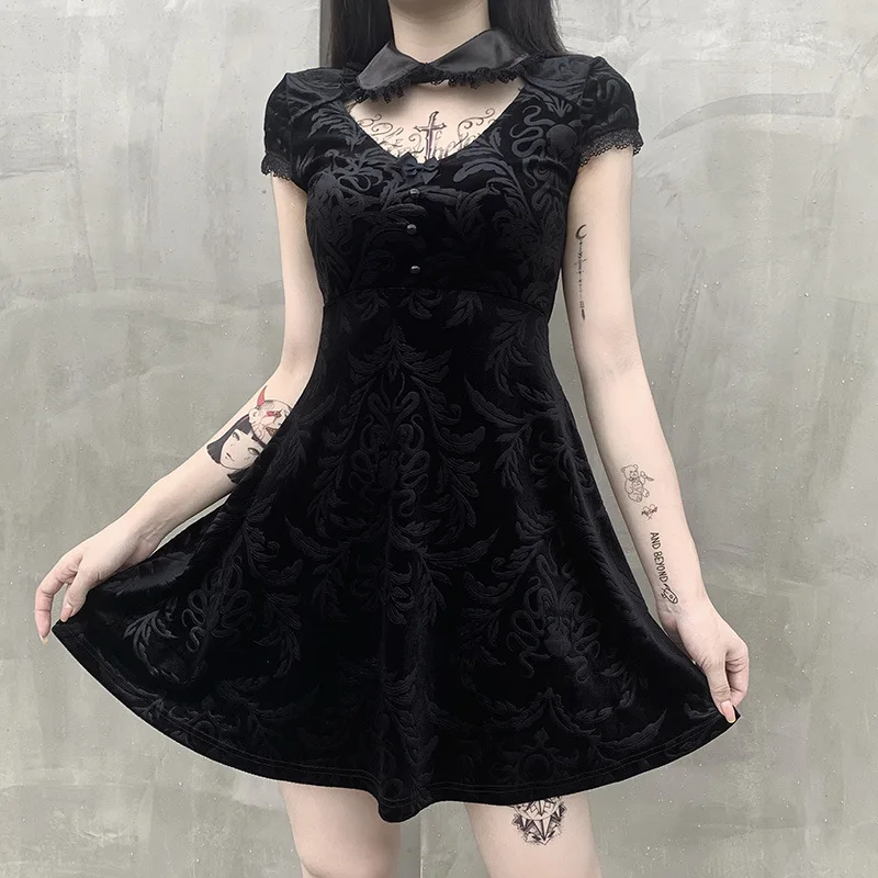 22184p Gothic dress women Dark Niche Style Lace Dress Female Ins Street Doll Collar Cutout A- line Skirt Female
22184p Gothic dress women Dark Niche Style Lace Dress Female Ins Street Doll Collar Cutout A- line Skirt Female