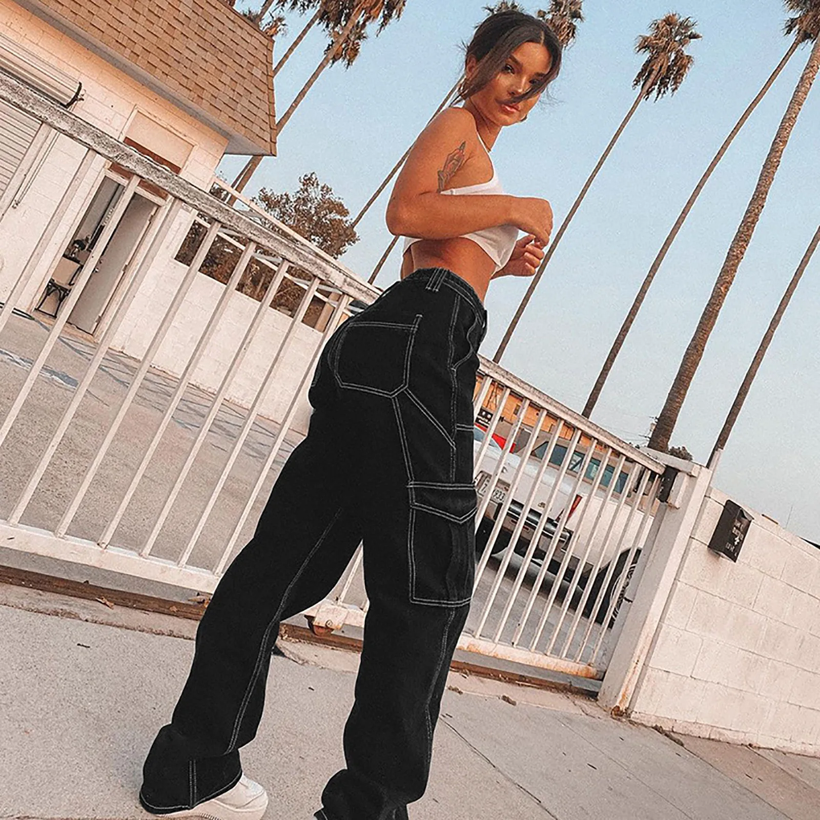 Casual Pockets Patchwork Baggy Jeans Fashion Streetwear Women Denim Trouser Loose Cargo Pants Korean Jeans Harajuku 2021 New
Casual Pockets Patchwork Baggy Jeans Fashion Streetwear Women Denim Trouser Loose Cargo Pants Korean Jeans Harajuku 2021 New