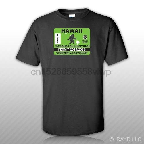 Hawaii Sasquatch Hunting Permit T-Shirt Tee Shirt Free Sticker Bigfoot HI
Hawaii Sasquatch Hunting Permit T-Shirt Tee Shirt Free Sticker Bigfoot HI