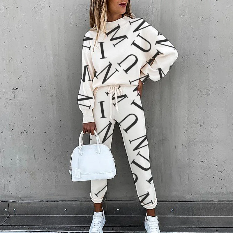2021 Spring Autumn Casual Outfit Letters Print Long Sleeve Top Spring Women Blouse Pants Tracksuit for Sports 2 pieces sets
2021 Spring Autumn Casual Outfit Letters Print Long Sleeve Top Spring Women Blouse Pants Tracksuit for Sports 2 pieces sets
