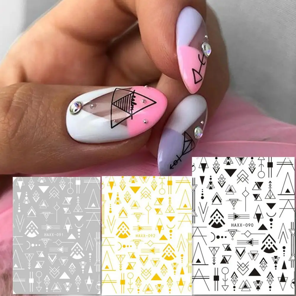 Nail art sticker newest HAXX90 91 geometric design decal stamping back gule DIY nail decoration wraps
Nail art sticker newest HAXX90 91 geometric design decal stamping back gule DIY nail decoration wraps