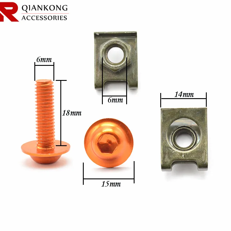 10 шт./компл. M6 Универсальный алюминиевый мотоцикл обтекатель тела Болты Комплект