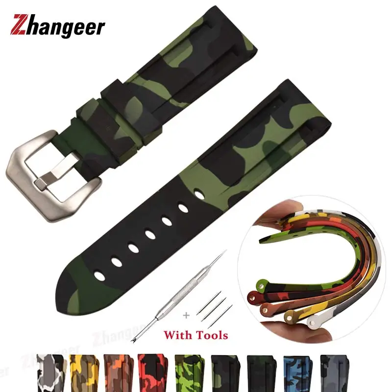 NEW Soft Silicone Watchbands 20mm 22mm 24mm 26mm Men Camouflage Sport Waterproof Rubber Watch Strap Steel Buckle With Tools
NEW Soft Silicone Watchbands 20mm 22mm 24mm 26mm Men Camouflage Sport Waterproof Rubber Watch Strap Steel Buckle With Tools