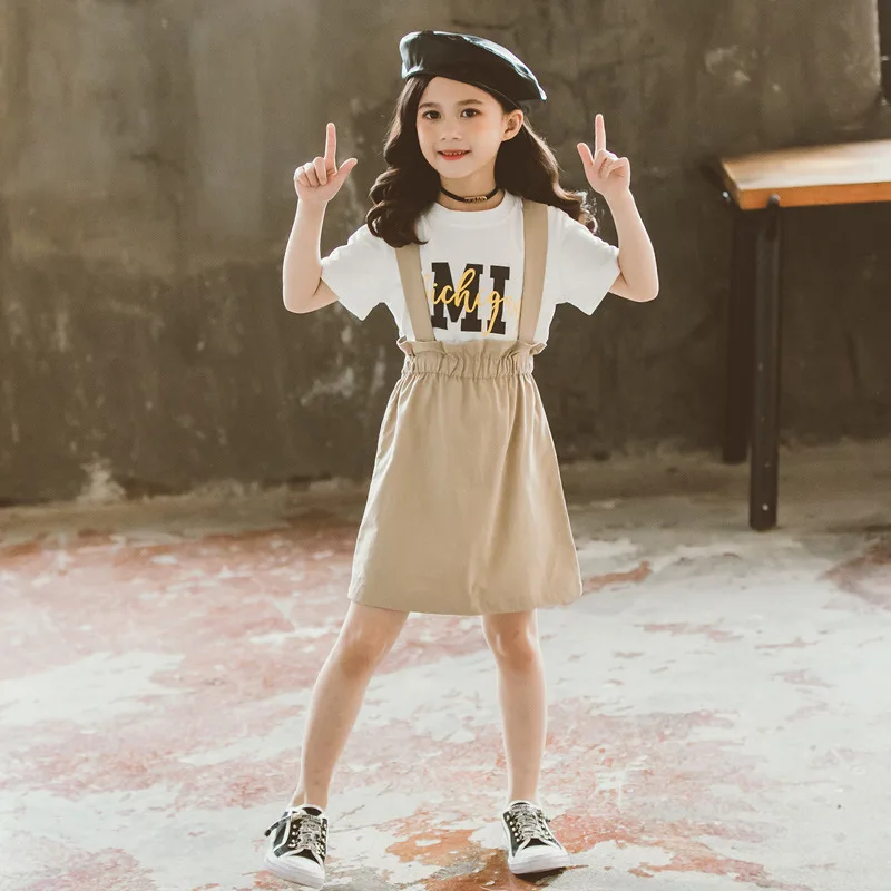 Children Clothing Suits For Girls Clothes Kids Teenage Outfits Cotton T-shirt + Strap Skirt Summer 2pcs Set
Children Clothing Suits For Girls Clothes Kids Teenage Outfits Cotton T-shirt + Strap Skirt Summer 2pcs Set