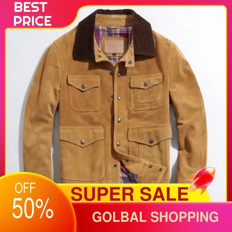 2021 Yellow Casual Style Genuine Leather Jacket Men Single Breasted Plus Size 4XL Real Natural Cow Suede Slim Fit Spring Coat
2021 Yellow Casual Style Genuine Leather Jacket Men Single Breasted Plus Size 4XL Real Natural Cow Suede Slim Fit Spring Coat