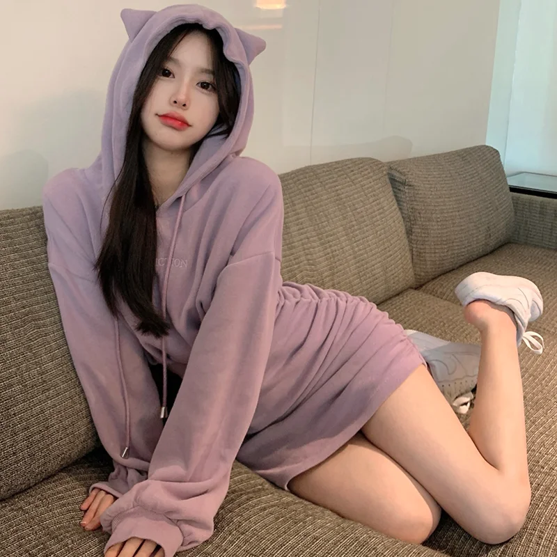 Purple Ears Hooded Sweater Dress Women Autumn 2021 New Folds Waist Bag Hip Skirt Tide Pure Color Desire Dress for Women Missoov
Purple Ears Hooded Sweater Dress Women Autumn 2021 New Folds Waist Bag Hip Skirt Tide Pure Color Desire Dress for Women Missoov