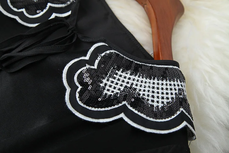 European and American women's clothing new 2021 spring Long sleeved sequined baby collar Fashion Black Dress
European and American women's clothing new 2021 spring Long sleeved sequined baby collar Fashion Black Dress