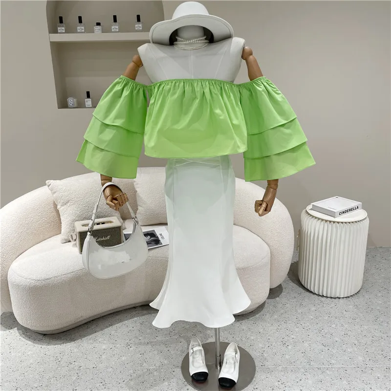Women's Clothing Summer 2021 Niche Design Fashion New Sweet Off Shoulder Top Design Layer By Layer Cake Loose Shirt
Women's Clothing Summer 2021 Niche Design Fashion New Sweet Off Shoulder Top Design Layer By Layer Cake Loose Shirt
