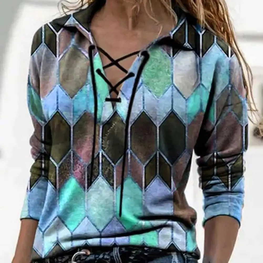 Women Summer Loose Zipper Geometry Printing V-neck Long Sleeve T-shirt Tops
Women Summer Loose Zipper Geometry Printing V-neck Long Sleeve T-shirt Tops