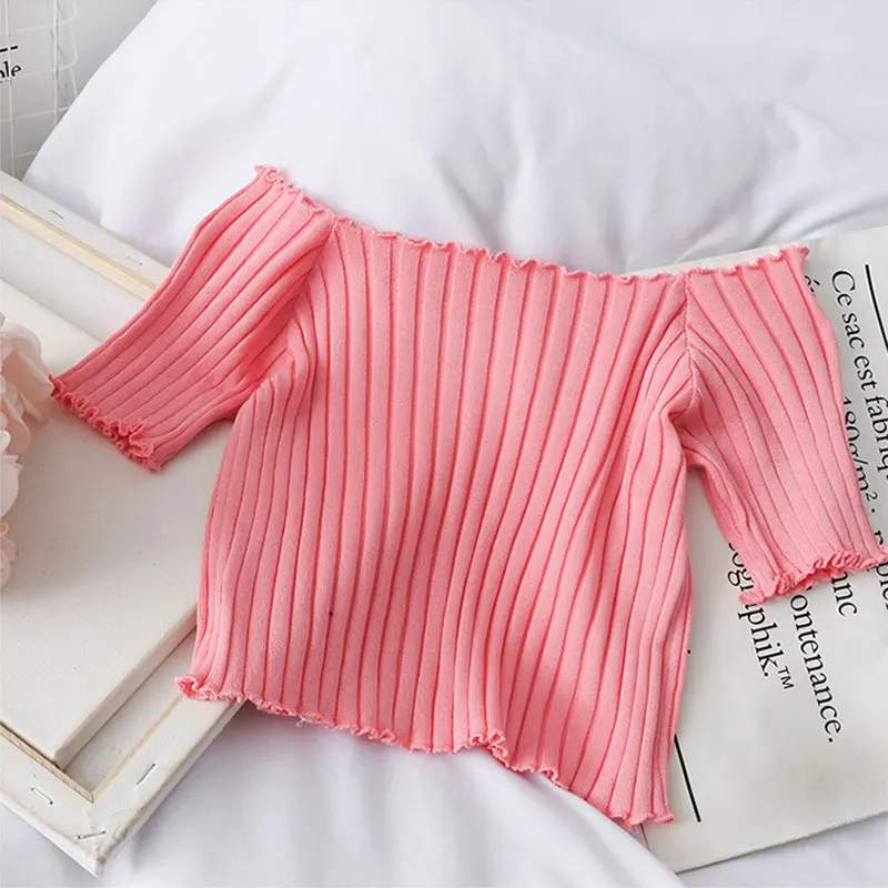 Harajuku Women T-shirt Off Shoulder Knitting Crop Tops Women Short Sleeve Stretchy Ruffle Hem T Shirt Striped Tops For Women Ins
Harajuku Women T-shirt Off Shoulder Knitting Crop Tops Women Short Sleeve Stretchy Ruffle Hem T Shirt Striped Tops For Women Ins