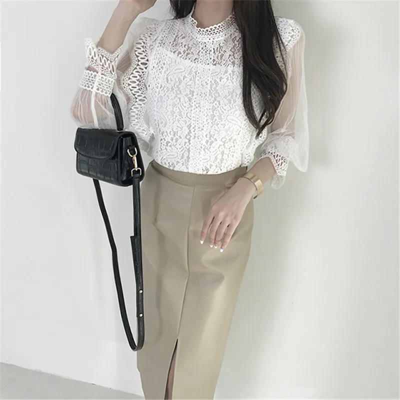 Comelsexy Elegant Lace Patchwork Hook Flower Blouse Women Stand Collar Long Sleeve Pullover Blusas Spring 2021 New Slim OL Shirt
Comelsexy Elegant Lace Patchwork Hook Flower Blouse Women Stand Collar Long Sleeve Pullover Blusas Spring 2021 New Slim OL Shirt