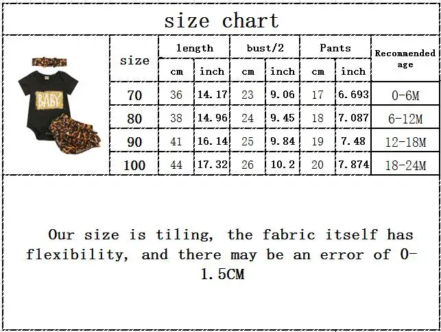 Toddler Baby Girl Clothes Short Sleeve letter Romper Tops Leopard Ruffles Short Pants Headband 3PCS Outfits Set 0-24M
Toddler Baby Girl Clothes Short Sleeve letter Romper Tops Leopard Ruffles Short Pants Headband 3PCS Outfits Set 0-24M