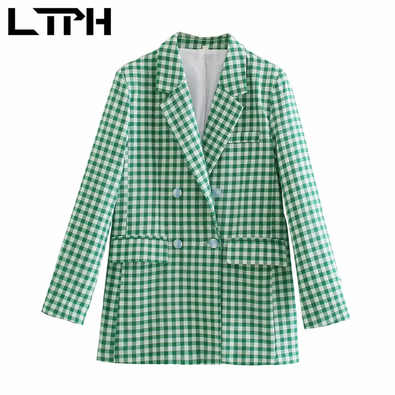 LTPH vintage green plaid blazer women mid-length office ladies jackets long sleeved double breasted suit coat 2021 autumn new
LTPH vintage green plaid blazer women mid-length office ladies jackets long sleeved double breasted suit coat 2021 autumn new