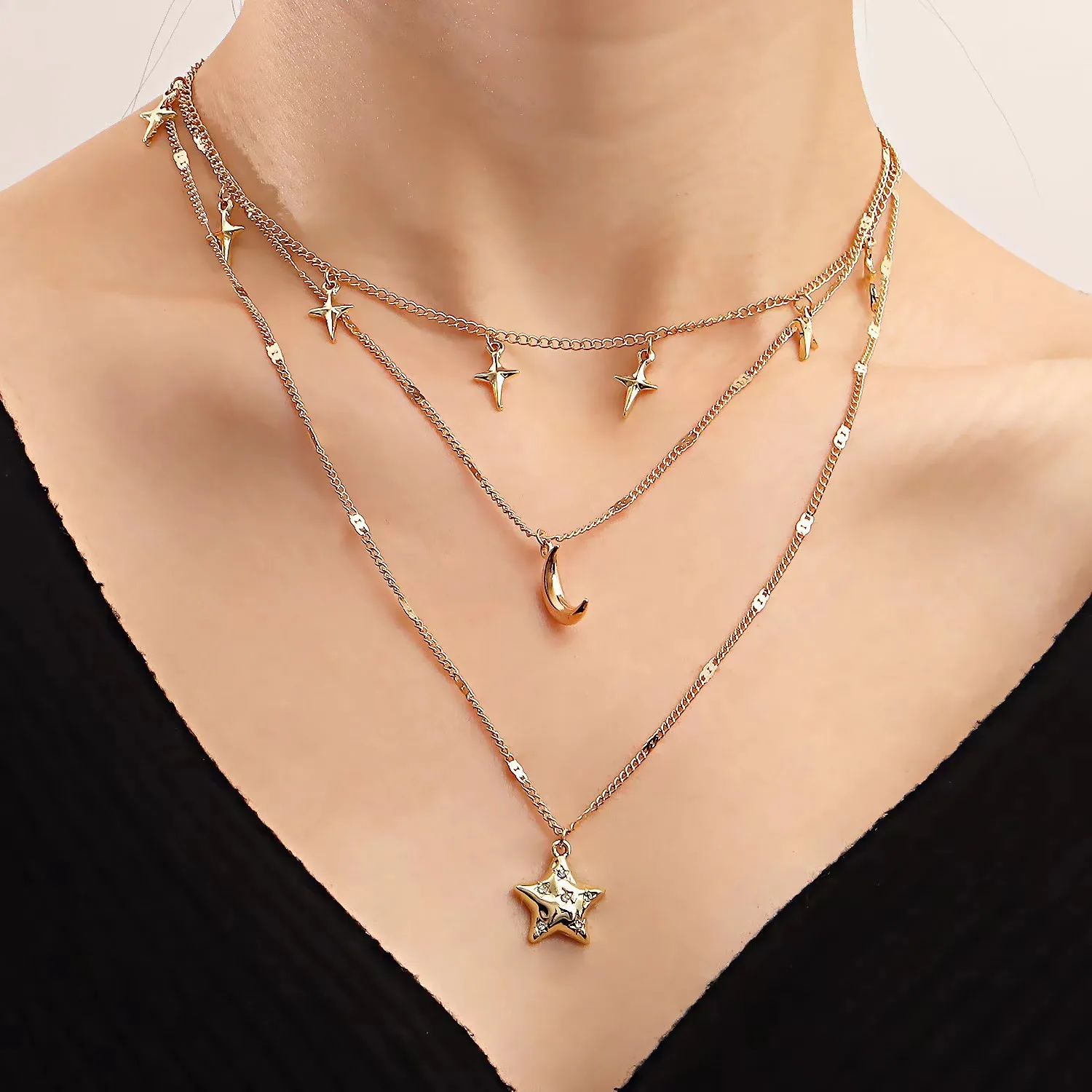 Retro Fashion multi-layer Pentagram pendant necklace delicate crescent sweater chain accessories wholesale
Retro Fashion multi-layer Pentagram pendant necklace delicate crescent sweater chain accessories wholesale