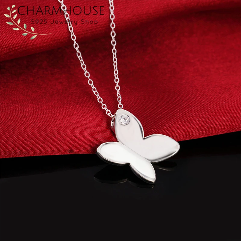 925 Solid Silver Necklaces For Women Butterfly Pendant Necklace With Stone Collier Femme Wedding Bridal Jewelry Gifts For Lovers
925 Solid Silver Necklaces For Women Butterfly Pendant Necklace With Stone Collier Femme Wedding Bridal Jewelry Gifts For Lovers