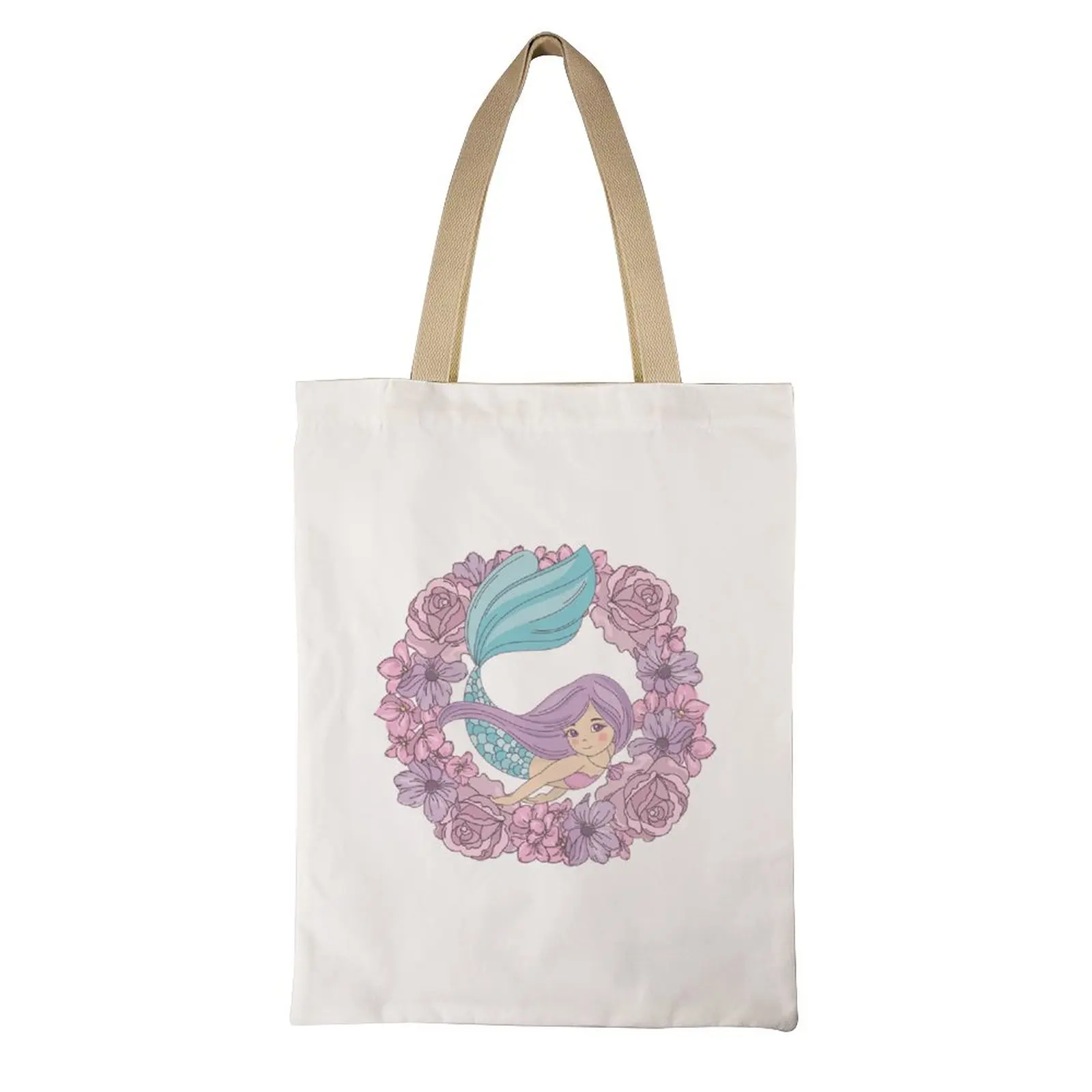 Mermaid Floral Foldable & Reusable Women Canvas Shopping Bags Vintage Handbags Beach Bag Colorful Printed Canvas Bag
Mermaid Floral Foldable & Reusable Women Canvas Shopping Bags Vintage Handbags Beach Bag Colorful Printed Canvas Bag