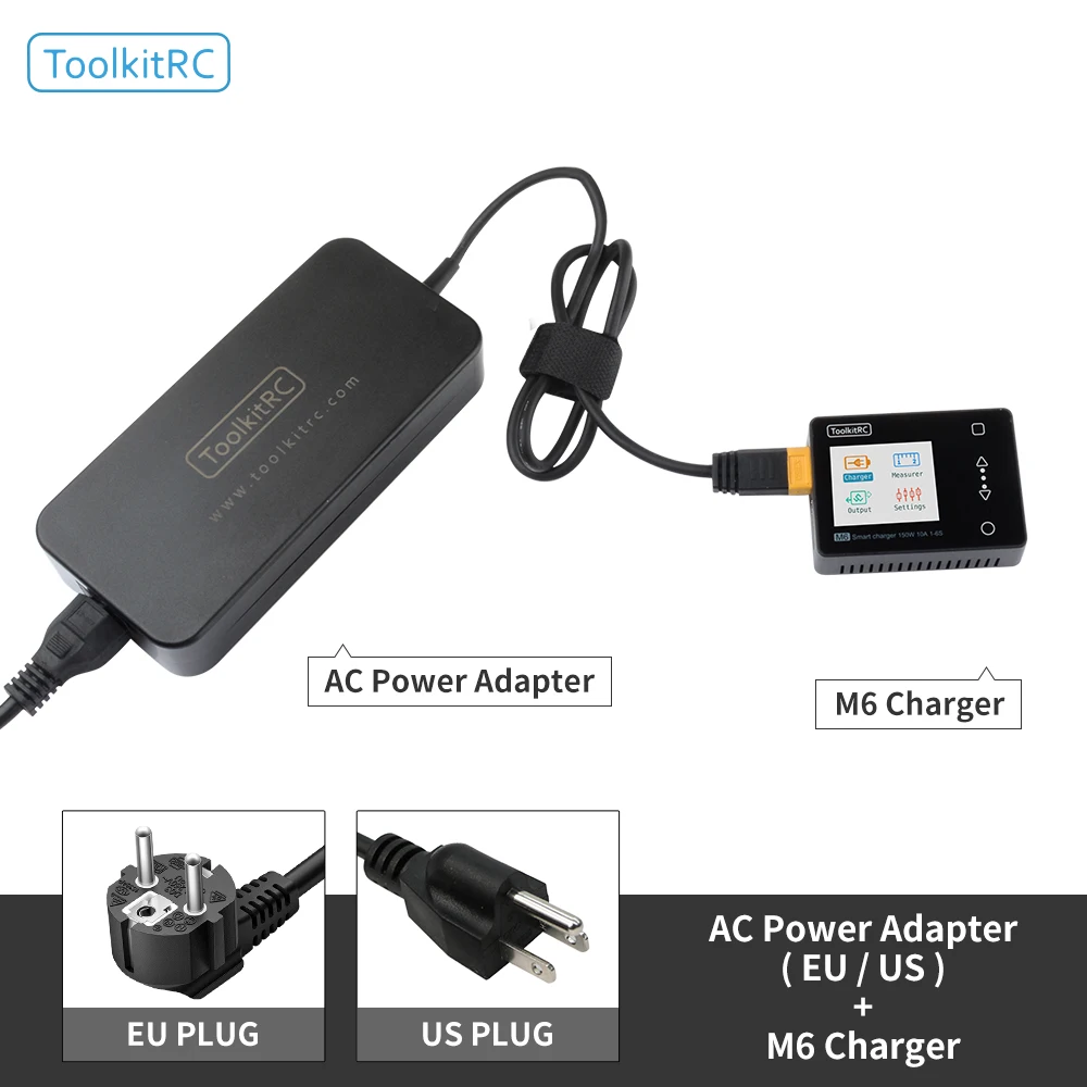 Зарядное устройство ToolkitRC M6 + адаптер питания AC 180 Вт Выходная мощность XT60|Детали и