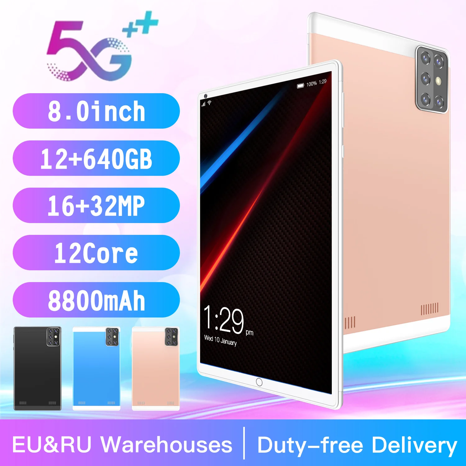 Original Tablet Andoid10.0 Table PC 8.1 Inch 12 Core 12GB+640GB 4G LTE SIM Phone Call Support GPS Google Tablet Dual SIM Card
Original Tablet Andoid10.0 Table PC 8.1 Inch 12 Core 12GB+640GB 4G LTE SIM Phone Call Support GPS Google Tablet Dual SIM Card