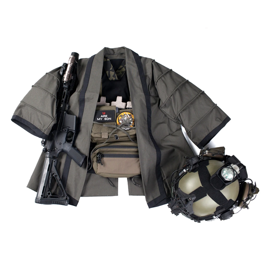 

BACRAFT TRN Outdoor Tactical Hunting Coat Training Cloak Combat Haori Jacket for Airsoft- Smoke Green