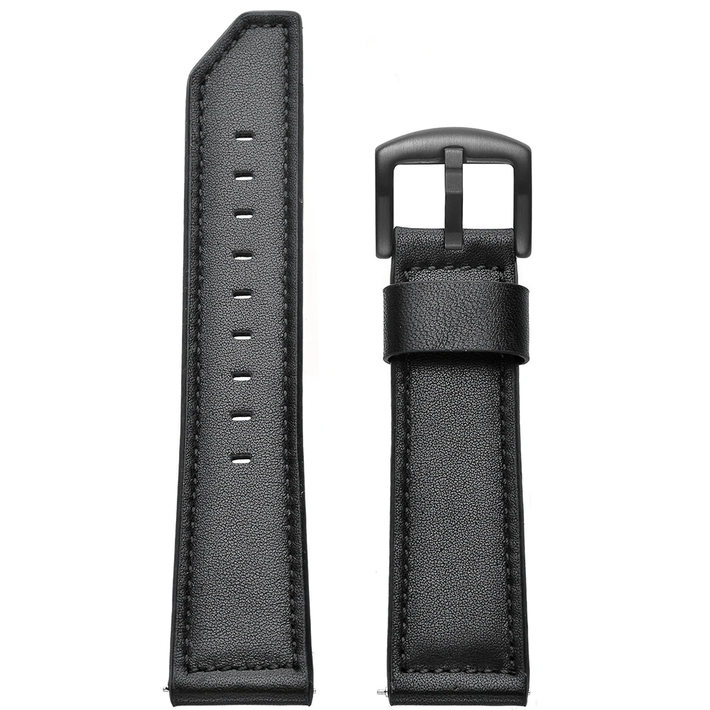 Черный кожаный ремешок с металлической застежкой для Samsung Galaxy Watch Active 2 44 мм 40