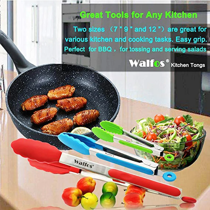WALFOS Stainless steel Silicone Kitchen Tongs BBQ Clip Salad Bread Cooking Food Serving Tongs Kitchen Tools
WALFOS Stainless steel Silicone Kitchen Tongs BBQ Clip Salad Bread Cooking Food Serving Tongs Kitchen Tools