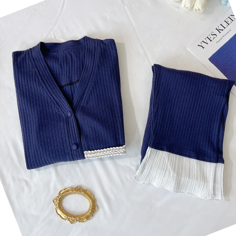 Spring Autumn Cotton Lace Pajamas Set Women Pyjamas Homewear Long Sleeve Sleepwear Plus Size Home Clothes Night Suit Female
Spring Autumn Cotton Lace Pajamas Set Women Pyjamas Homewear Long Sleeve Sleepwear Plus Size Home Clothes Night Suit Female