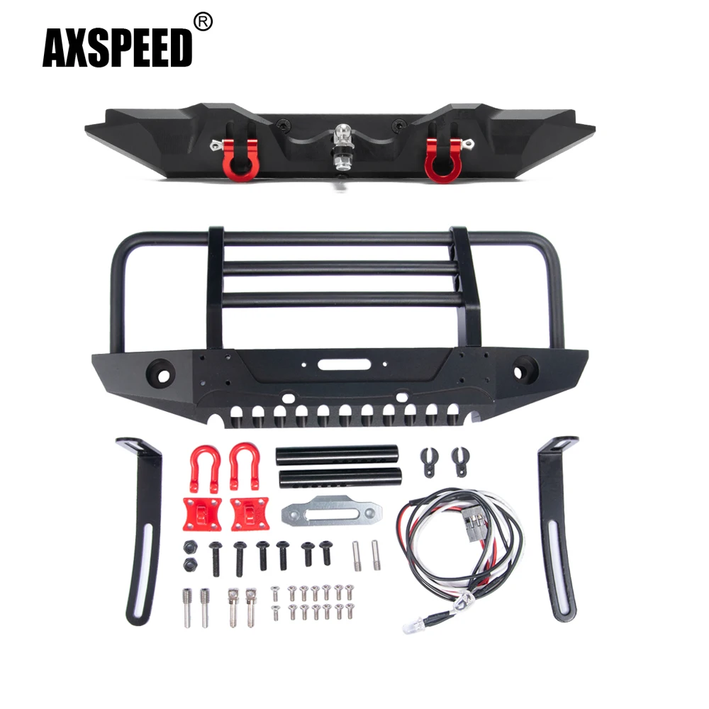 AXSPEED Metal Front Rear Bumper Anti Collision with Led Light & D-rings for Traxxas TRX-4 1/10 RC Crawler Car Upgrade Parts #C
AXSPEED Metal Front Rear Bumper Anti Collision with Led Light & D-rings for Traxxas TRX-4 1/10 RC Crawler Car Upgrade Parts #C