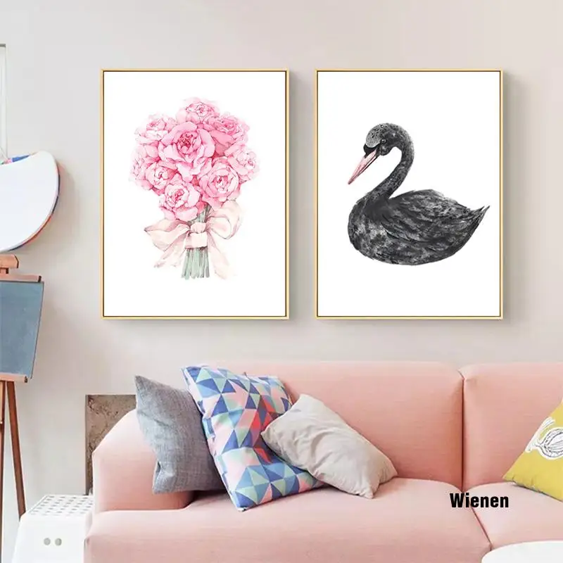 Pink Flower Nordic Canvas Prints Decoration Home Decor Wall Art Painting Black Swan Wall Painting Decorative Picture Unframed
Pink Flower Nordic Canvas Prints Decoration Home Decor Wall Art Painting Black Swan Wall Painting Decorative Picture Unframed