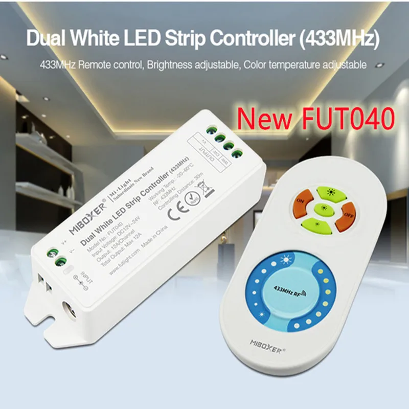 Miboxer New FUT040/FUT041/FUT042 LED Strip Controller 433MHz Single Color/Dual White/RGB DimmableBrightness Adjustable lamp tape
Miboxer New FUT040/FUT041/FUT042 LED Strip Controller 433MHz Single Color/Dual White/RGB DimmableBrightness Adjustable lamp tape
