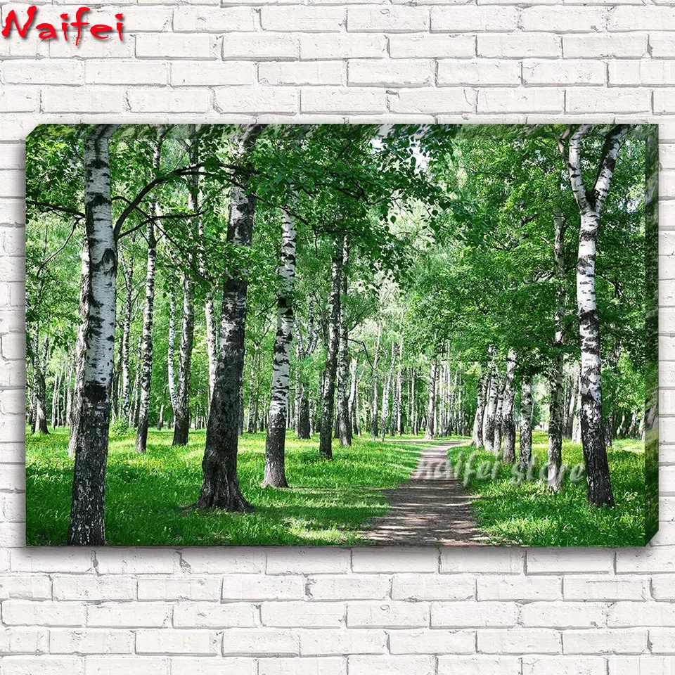 Алмазная живопись «березовый лес» 
Алмазная живопись «березовый лес»