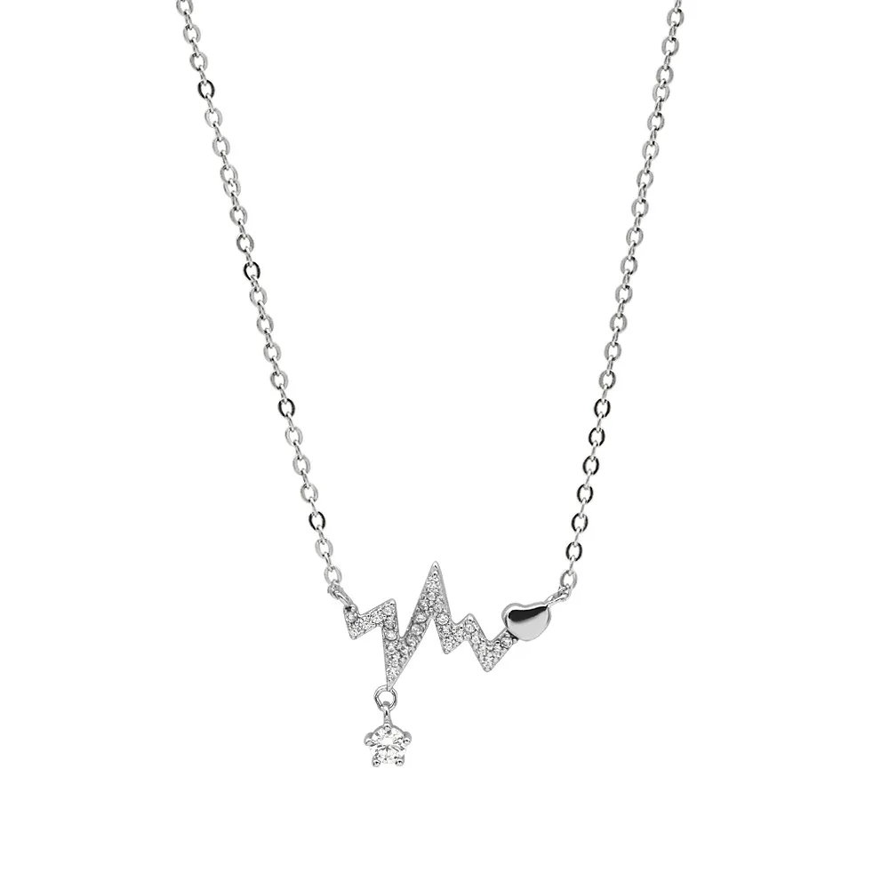 Heartbeat Ecg Gold Real 925 Sterling Silver Necklace Women Zircon Necklaces & Pendants Fashion Chain Fine Jewelry Flyleaf
Heartbeat Ecg Gold Real 925 Sterling Silver Necklace Women Zircon Necklaces & Pendants Fashion Chain Fine Jewelry Flyleaf