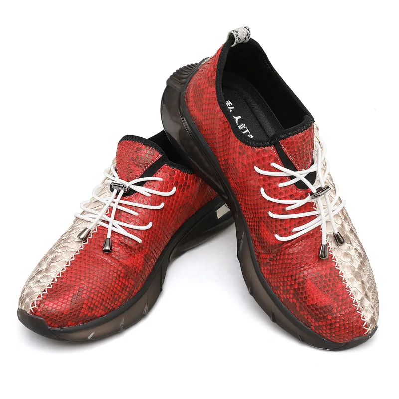 Casual Python Leather genuine Men's lace up fashion sports versatile high top sneakers quality designer shoes luxury brand trend 
Casual Python Leather genuine Men's lace up fashion sports versatile high top sneakers quality designer shoes luxury brand trend