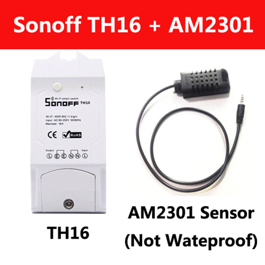 Sonoff TH16 WiFi Smart Switch 16A Temperature and Humidity Sensor For Smart Home Wifi Remote Control
Sonoff TH16 WiFi Smart Switch 16A Temperature and Humidity Sensor For Smart Home Wifi Remote Control