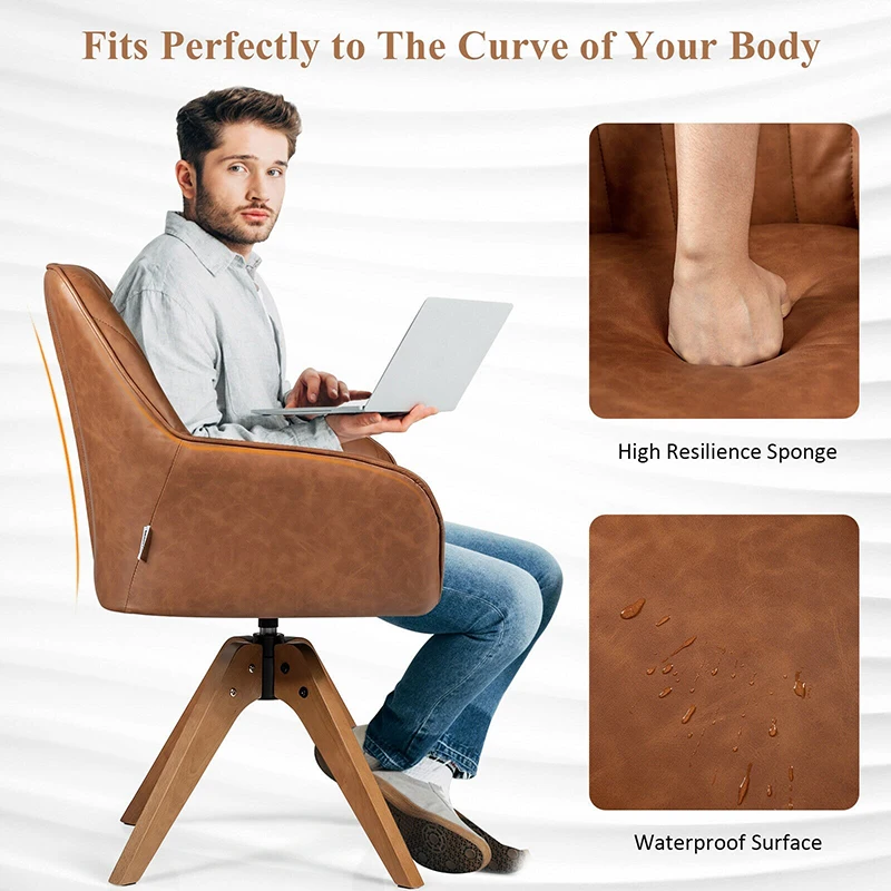 Mid Century 360 Swivel Accent Chair Waterproof PU Leather High Density Sponge Vanity Study Armchair Brown Living Room Chairs
Mid Century 360 Swivel Accent Chair Waterproof PU Leather High Density Sponge Vanity Study Armchair Brown Living Room Chairs