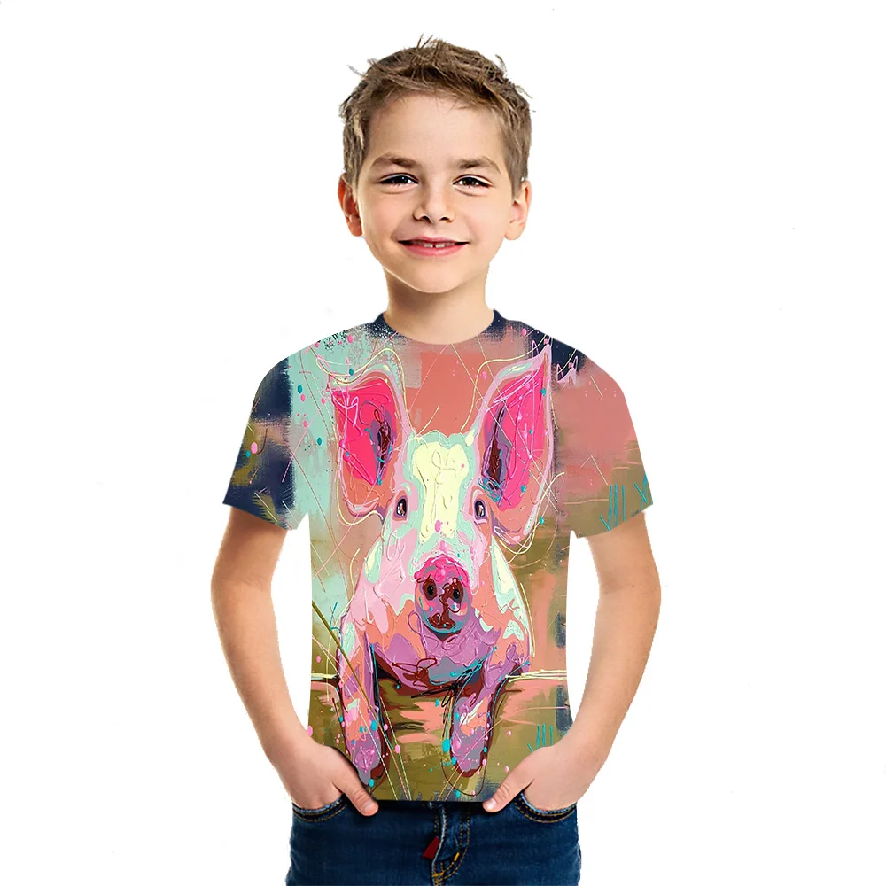 Cut Pig 2021 Ins Style Creative Versatile Children's 3D Printed T-Shirt Loose Lazy Cute Short Sleeve Personality Comfortable Cas 
Cut Pig 2021 Ins Style Creative Versatile Children's 3D Printed T-Shirt Loose Lazy Cute Short Sleeve Personality Comfortable Cas