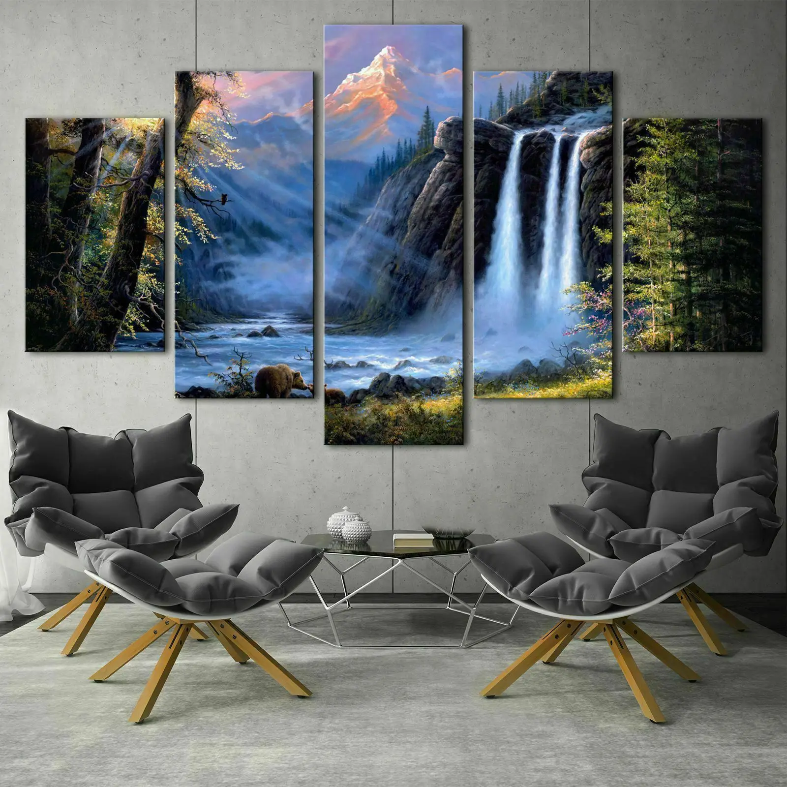 Waterfall Forest Mountain Nature 5 piece Wall Art Canvas Print Print poster Paintings Painting Living Room Home Decor Pictures
Waterfall Forest Mountain Nature 5 piece Wall Art Canvas Print Print poster Paintings Painting Living Room Home Decor Pictures