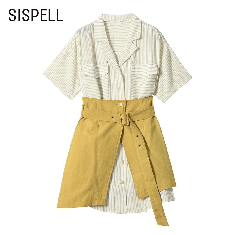 Женский комплект из двух предметов SISPELL, повседневный комплект с отложным воротником и коротким рукавом, цветные платья в полоску с поясом, ...
Женский комплект из двух предметов SISPELL, повседневный комплект с отложным воротником и коротким рукавом, цветные платья в полоску с поясом, ...