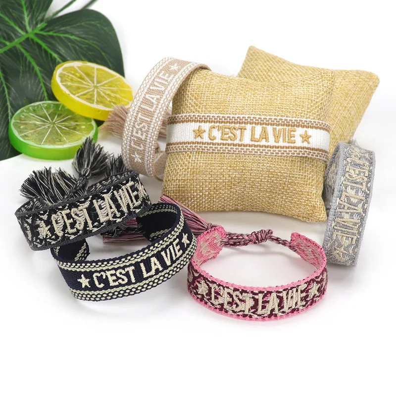 Personality Letter Bracelet C'est La Vie Hand-embroidered Adjustable Wrist Tassel Rope Fashion Friendship Small Jewelry
Personality Letter Bracelet C'est La Vie Hand-embroidered Adjustable Wrist Tassel Rope Fashion Friendship Small Jewelry