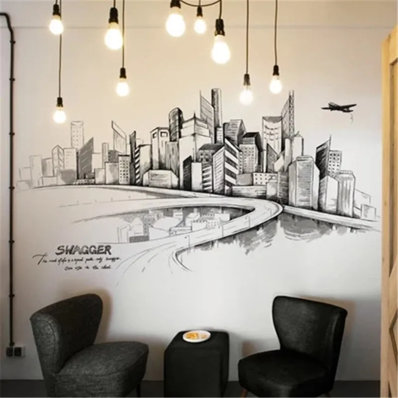 Large Wall Sticker Hand-drawn Design Urban Architecture Fashion Modern Sketch Living Room Decoration Simplicity Shop Posters Art
Large Wall Sticker Hand-drawn Design Urban Architecture Fashion Modern Sketch Living Room Decoration Simplicity Shop Posters Art