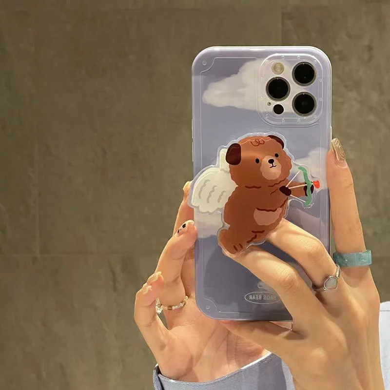 Korean Blue Sky White Clouds Angel Bear Bracket Soft Case for IPhone 12 7 8 Plus 11 Pro Max XR X XS Max Lovely Protection Cover 
Korean Blue Sky White Clouds Angel Bear Bracket Soft Case for IPhone 12 7 8 Plus 11 Pro Max XR X XS Max Lovely Protection Cover