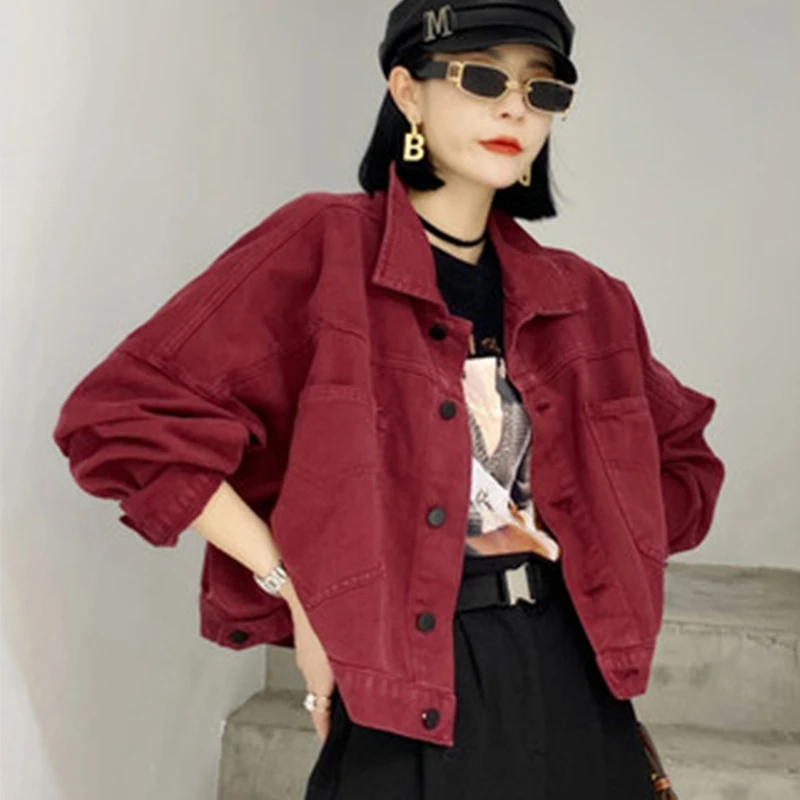 Jeans Jacket and Coats for Women Candy Color loose casual Short Denim Jacket Chaqueta Mujer red pink Tooling Jacket Fashionable
Jeans Jacket and Coats for Women Candy Color loose casual Short Denim Jacket Chaqueta Mujer red pink Tooling Jacket Fashionable