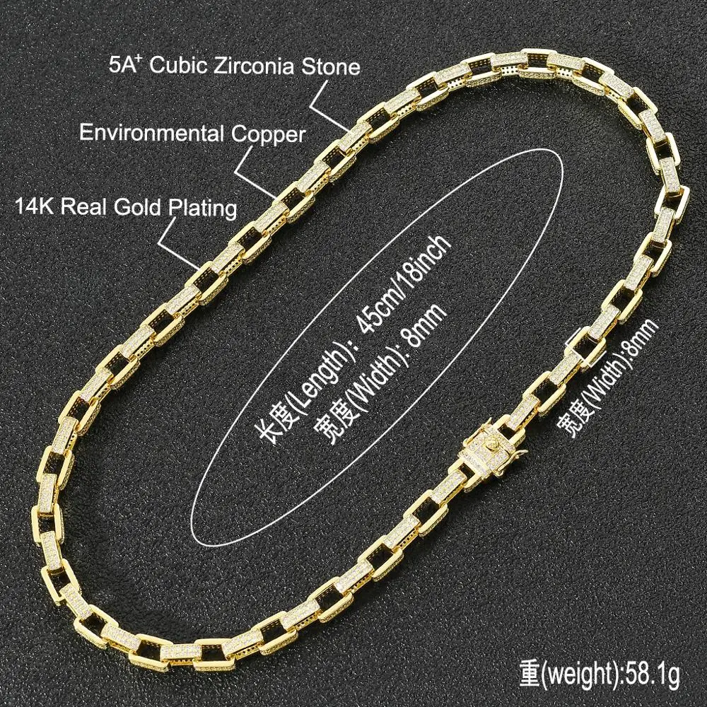Drop Shipping Hip Hop 8mm Miami Luxury Full Micro Paved Cubic Zirconia Chain Necklace Fashion Cuban Rapper Jewelry For Men
Drop Shipping Hip Hop 8mm Miami Luxury Full Micro Paved Cubic Zirconia Chain Necklace Fashion Cuban Rapper Jewelry For Men