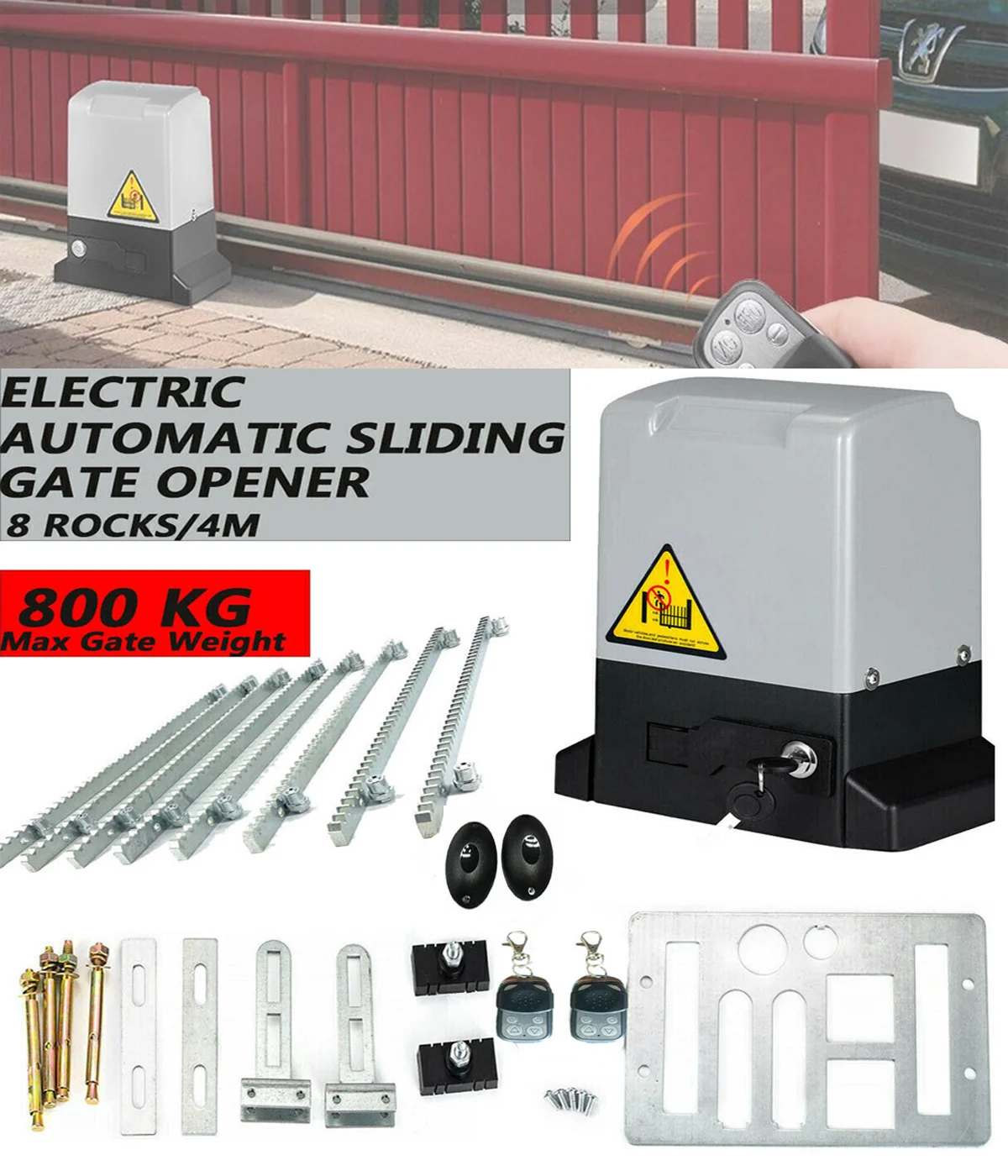 800KG Electric Sliding Gate Opener Kit AC Motor Gate Automatic Door Operators Heavy Duty Garage Door Opener Kit With Accessories
800KG Electric Sliding Gate Opener Kit AC Motor Gate Automatic Door Operators Heavy Duty Garage Door Opener Kit With Accessories