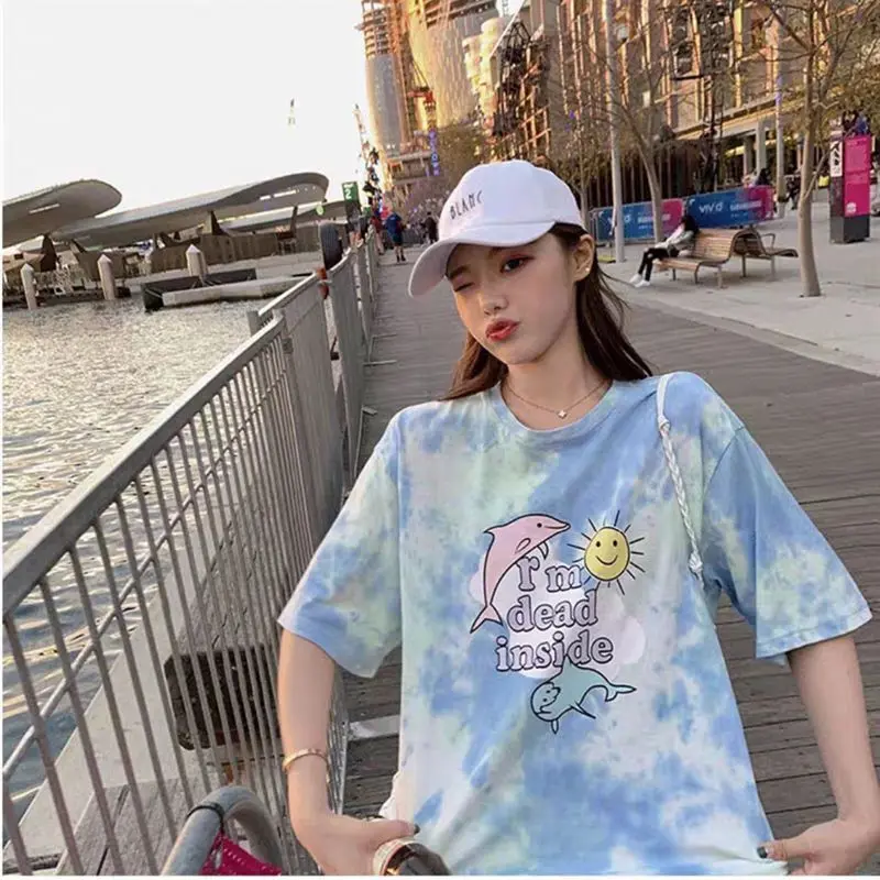 Tie-dye Women T Shirt Summer Cotton Female T-shirt Oversized Streetwear Ladies Tshirt Short Sleeve Women's Tshirts Casual Tops
Tie-dye Women T Shirt Summer Cotton Female T-shirt Oversized Streetwear Ladies Tshirt Short Sleeve Women's Tshirts Casual Tops
