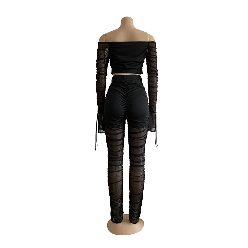 Solid Color Hollow Out Spaghetti Strap Net Yarn Stacked Leggings Summer Women Suit Sexy Style Model Two Piece Set 
Solid Color Hollow Out Spaghetti Strap Net Yarn Stacked Leggings Summer Women Suit Sexy Style Model Two Piece Set
