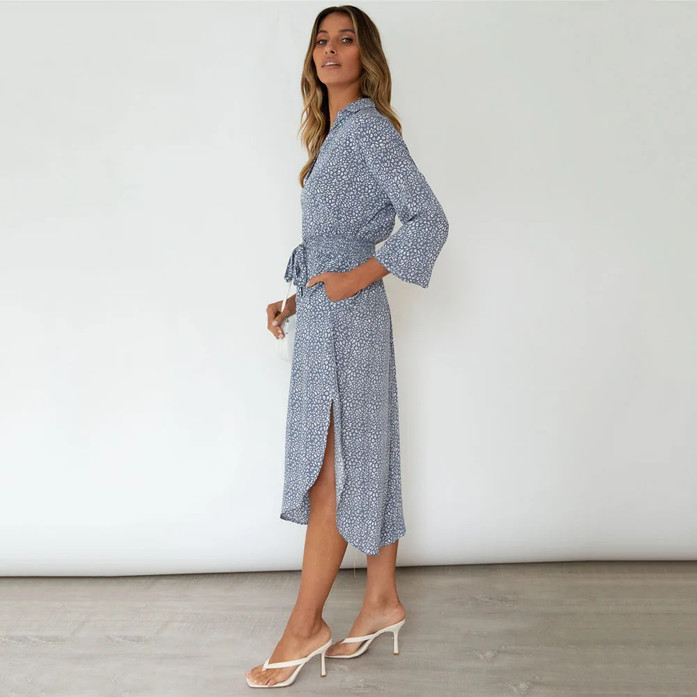 Spring And Autumn Women's Dresses Fashion Printed V Neck Single Breasted Lace Up Irregular Split Ladies Shirt Long Sleeve Dress
Spring And Autumn Women's Dresses Fashion Printed V Neck Single Breasted Lace Up Irregular Split Ladies Shirt Long Sleeve Dress