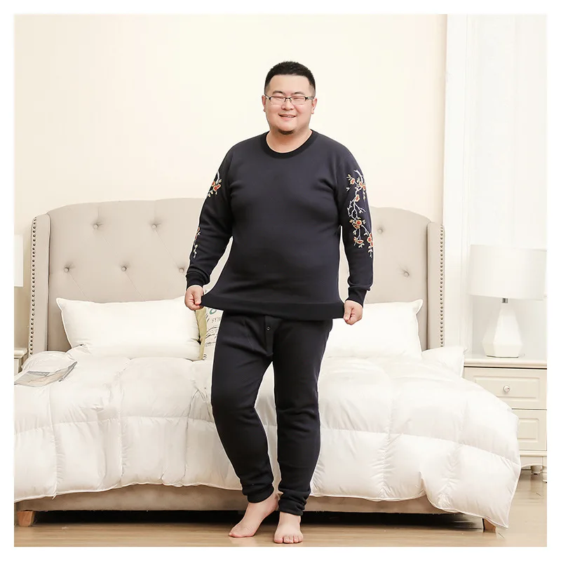 Autumn and winter new men's large size double plus velvet thick printed thermal underwear set
Autumn and winter new men's large size double plus velvet thick printed thermal underwear set