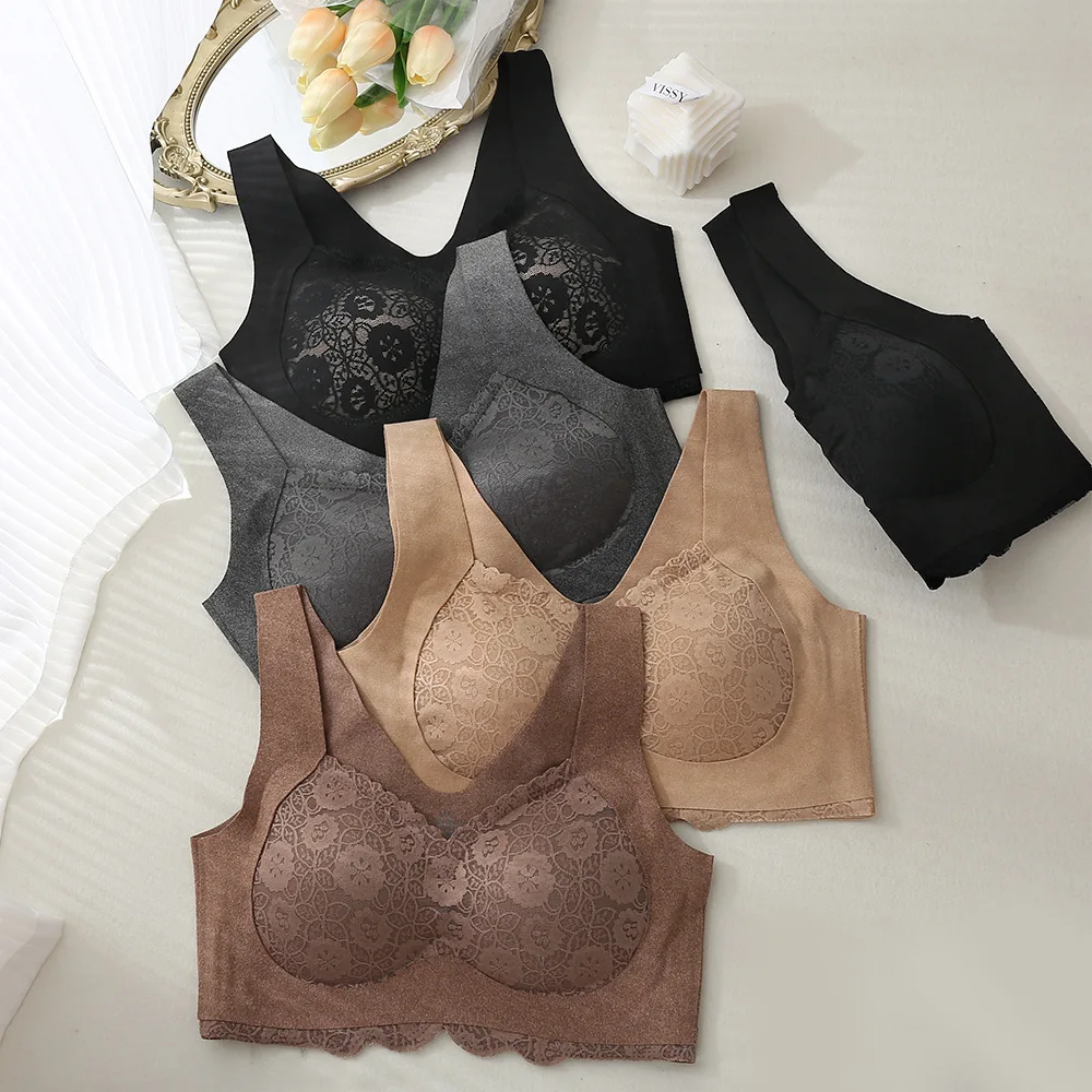 Asha&Vicki 2021 New Velvet Latex Underwear Women Gathered Seamless Flowers Thin Vest Style No Steel Ring Anti-sagging Bra
Asha&Vicki 2021 New Velvet Latex Underwear Women Gathered Seamless Flowers Thin Vest Style No Steel Ring Anti-sagging Bra
