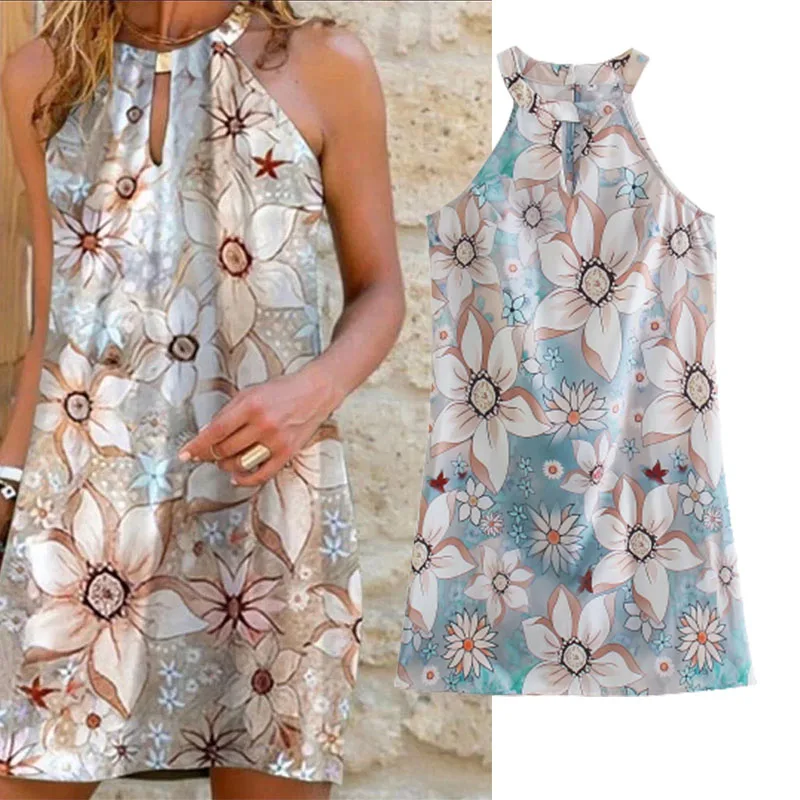Elegant Dresses For Women Za 2021 Fashion printing Round neck Sexy Party Dresses Strapless Halter Mode Mini Female Dresses Mujer
Elegant Dresses For Women Za 2021 Fashion printing Round neck Sexy Party Dresses Strapless Halter Mode Mini Female Dresses Mujer
